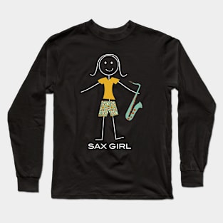 Funny Womens Saxophone Girl Long Sleeve T-Shirt